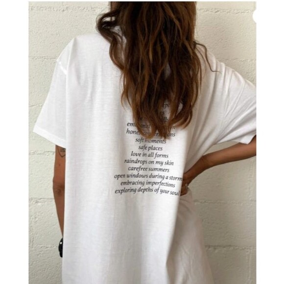 New RUMORED x Frachella Inspirational T-SHIRT XL oversized Cotton Cream Beach - Picture 3 of 13